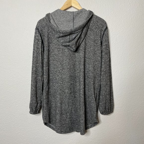 Anthropologie Dolan Gray Hooded Zip Up Leather Trim Tunic Sweater - Picture 11 of 12